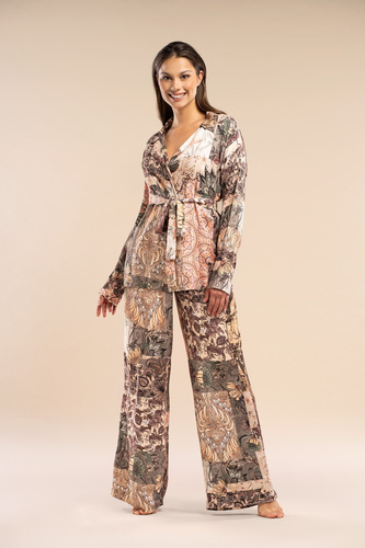 Forever Belle Reverie khaki- szatén viszkóz pizsamanadrág, elegáns és kényelmes