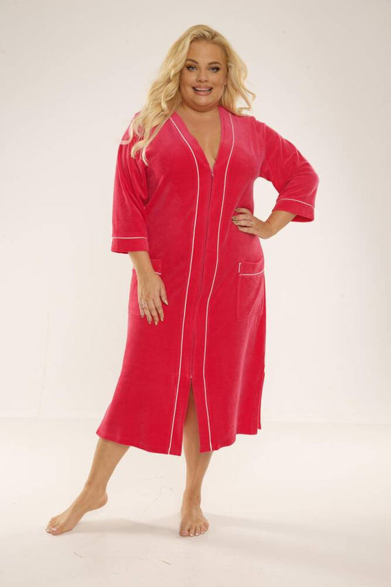 974 / 352 Velúr Forex női köntös - málnaszínű