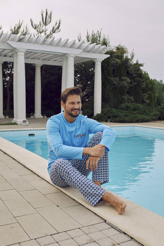 Jaromir Férfi hosszú ujjú, hosszú nadrág olasz divat - kék/print