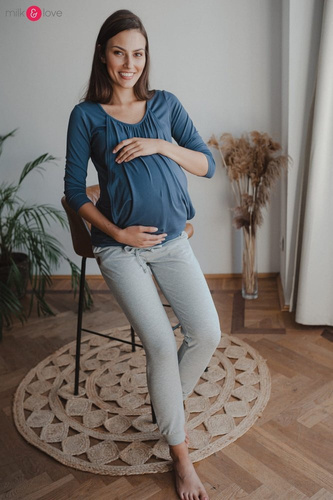 Spodnie dresowe ciążowe Milk&Love jasny szary melanż