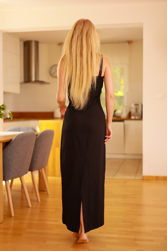 Irving - női szett: maxiruha + blúz, 95% pamut 5% elasztán | lengyel márka Mirale - fekete