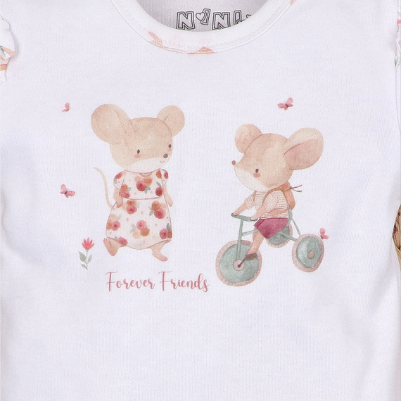 Nini Little Mouse bababody organikus pamut váll patent rövid ujj bőrbarát
