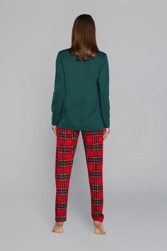 Zorza női pizsama hosszú ujjú, nadrágos olasz divat - piros/print