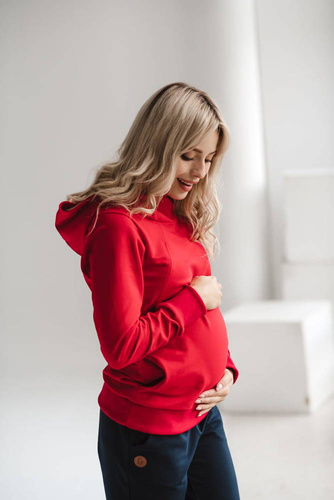 Milk Please bluza do karmienia Milk&Love z kapturem czerwony