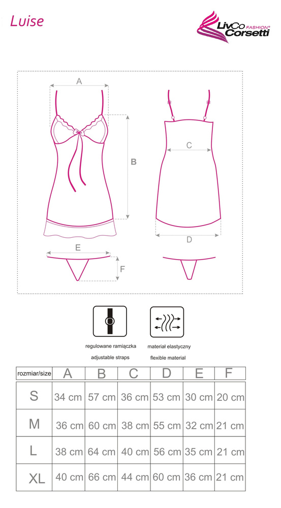 Luise Black női alsóing - érzéki, rózsaszín | LivCo Corsetti Fashion