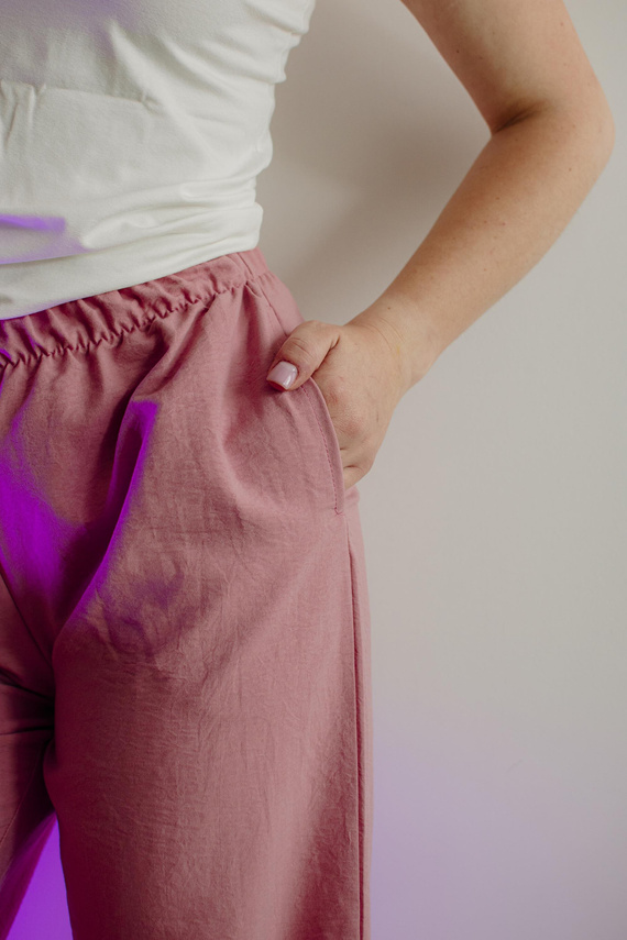 Maeve 875 De Lafense női pizsamanadrág - hosszú, egyszínű, zsebekkel - rózsaszín