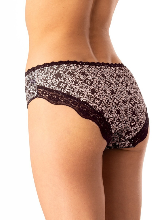 Női pamut bugyi Key LPC 731 fekete bézs - 2 db-os szett dobozban, kényelmes szabás, kényelmes szabás