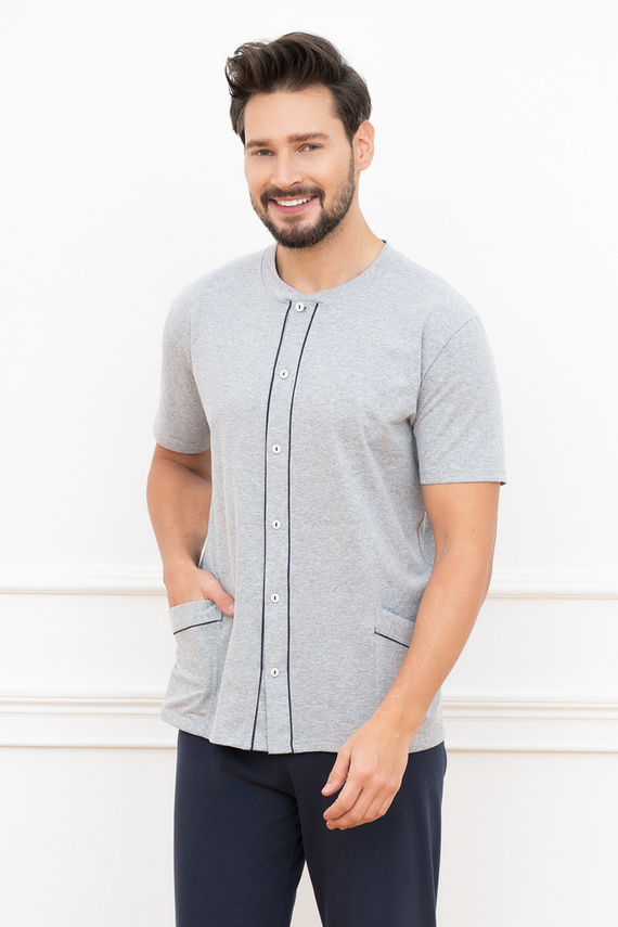 Alcest Férfi rövid ujjú pizsama, hosszú nadrág Olasz divat - tengerészkék