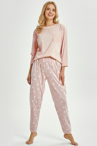 Nori 3442 Taro női pizsama rózsaszín pamut 7/8 ujjú, kényelmes Nori 3442 Taro női pizsama rózsaszín pamut 7/8 ujjú