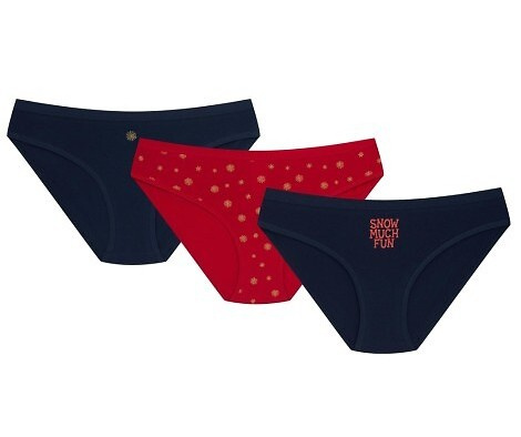 36508-K086 Henderson Női alsónadrág tengerészkék-piros - pamut bikini 3 darabos összeállításban