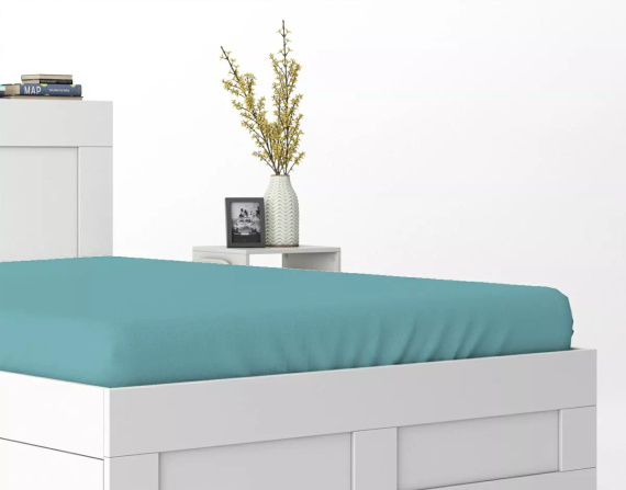 Poly Detexpol mikroszatén gumis lepedő sima és praktikus turquoise