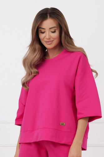 Bluza Kaori Italian Fashion 3/4 ujjú pamut elasztán - fukszia