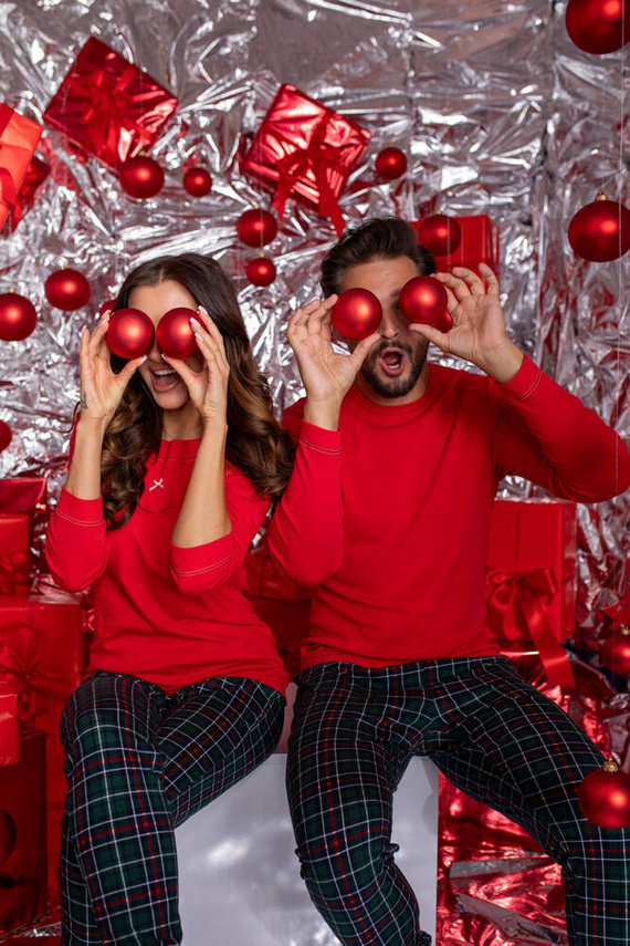 Foggia női pizsama hosszú ujjú, hosszú nadrág olasz divat - piros/print