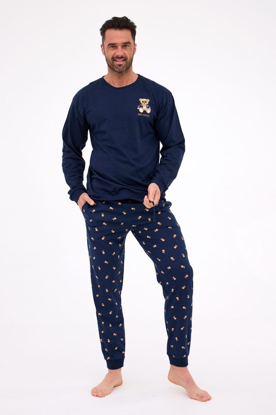 939/300 Big Boss Cornette - férfi pizsama tengerészkék, pamut, nyomtatott