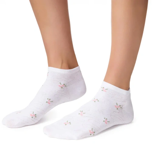 Stopki damskie Steven 114 Summer bawełniane cienkie do sneakersów białe 169