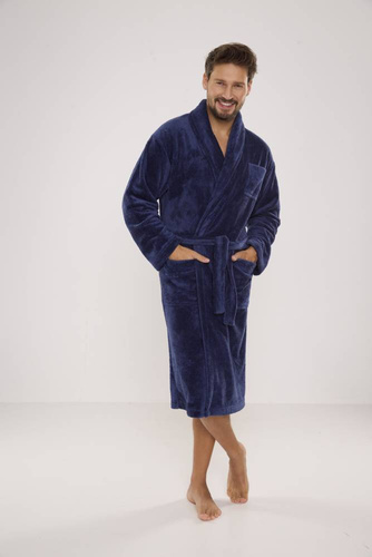 811 De Lafense férfi plüss fürdőköpeny - farmer