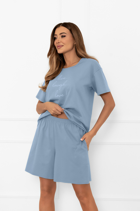 Női pizsama Ksara Italian Fashion - pamut, rövid ujjú és rövidnadrág - acél