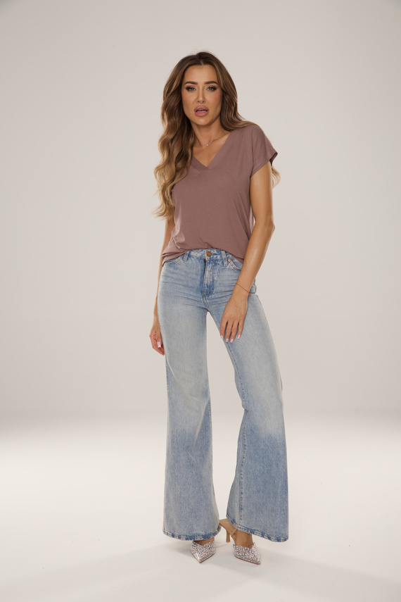 774 Vendy Női blúz De Lafense - viszkóz, rövid ujjú - mocca