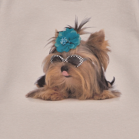 KAR-3004 Lányok hosszú ujjú blúz Lagarto Verde bézs - stílusos, pamut, lengyel gyártmányú