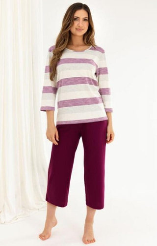 719 Női pizsama Regina lila - viszkóz és pamut, ujja 3/4, nadrág 3/4