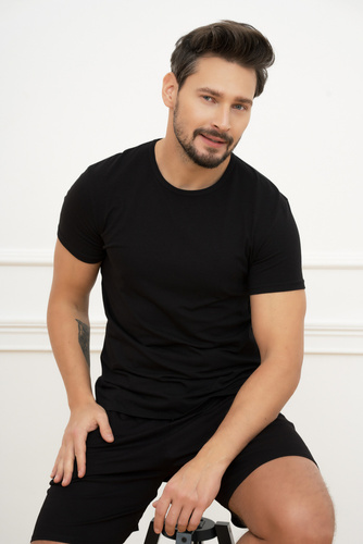 Ikar Férfi rövid ujjú póló Italian Fashion - fekete