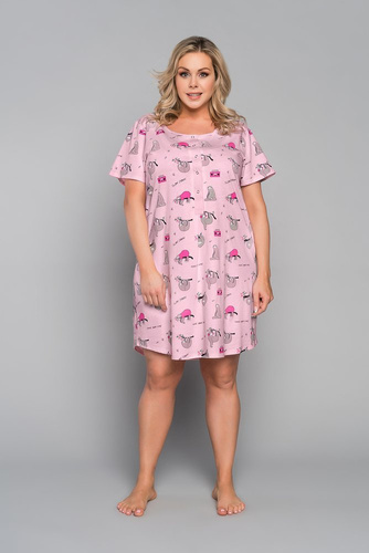 Orso Gombolatlan hálóing, rövid ujjú, nyomtatott olasz divat - rózsaszín