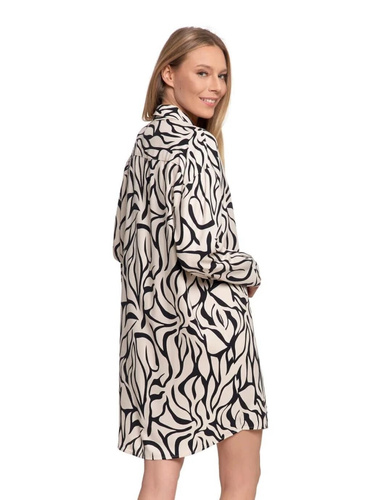 PDK4800-003 Moraj krémszínű hálóing - viszkóz, hosszú ujjú, gombos, gombos