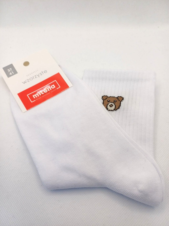 Milena 0200-181 fehér - női zokni medvével, pamut, puha és kényelmes