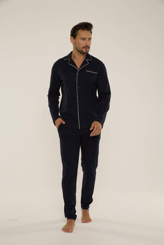 729 Norberto Férfi pizsama De Lafense - sötétkék