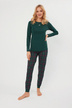 Női hosszú pizsama - zöld