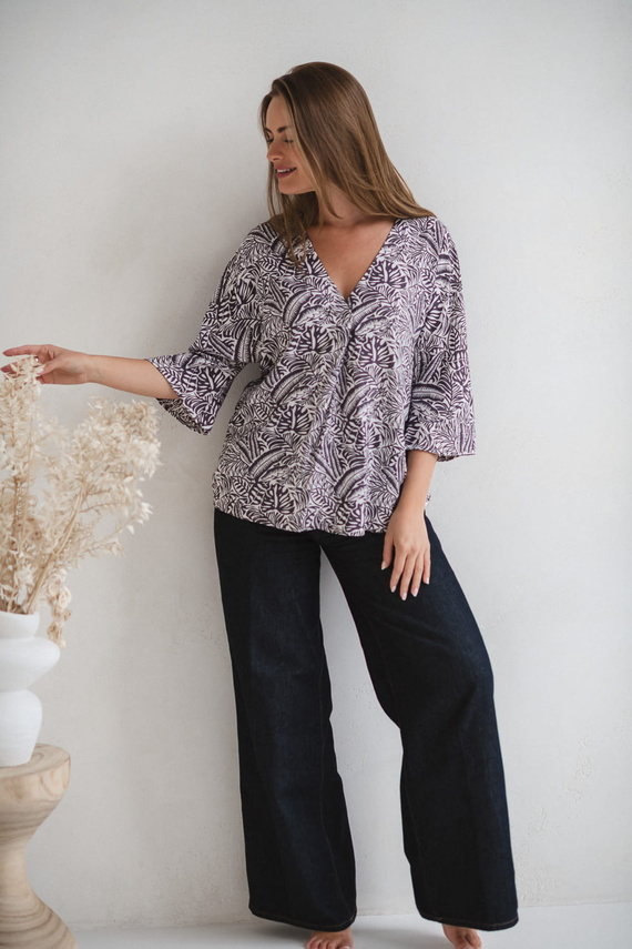 Bahama Mama Milk&Love kismama blúz trópusi mintával, viszkóz, 3/4 ujjú, oversize