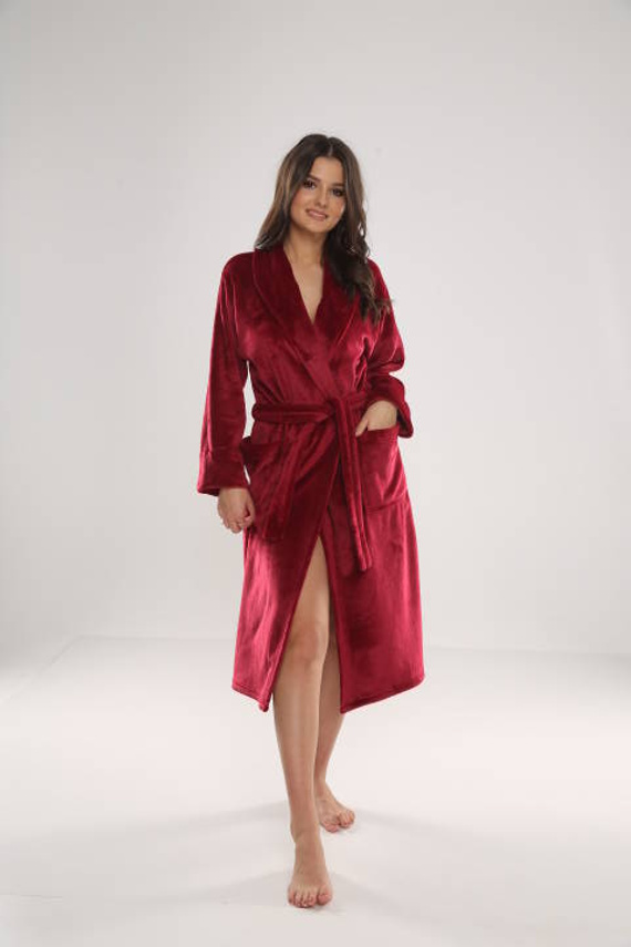 628 Abigail Long Forex női fürdőköpeny - bordó színű