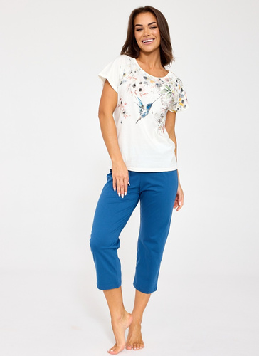 Cornette Floris 369/345 ecru – női pizsama 100% pamut 7/8