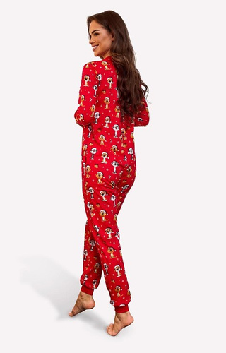 786/473 Dog 3 Cornette női kezeslábas - piros, ünnepi, pamut