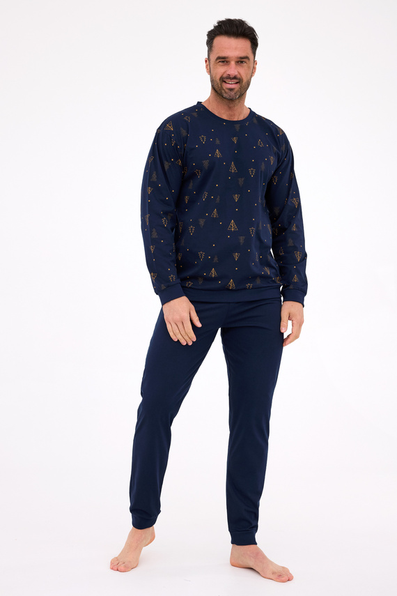 457/299 Night 3 Cornette - férfi pamut pizsama, karácsonyi, hosszú ujjú, díszdobozban, ajándék dobozban