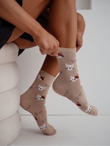 Milena 0200-241 inői pamut zokni – bordázott, kényelmes mindennapra beige