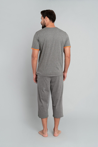 Marek Férfi pizsama rövid ujjú, 3/4 nadrág olasz divat - közepes melange