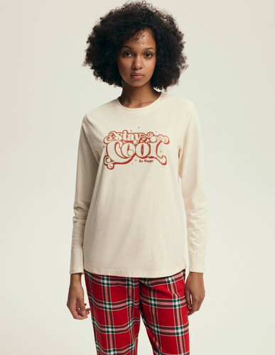 43717 Dalisa Henderson női pizsama - meleg flanel, hosszú ujjú, karácsonyi karó