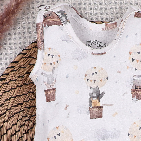 ABN-5537 Nini Happy Animals babapulóver organikus pamutból - nikkelmentes nyomógombok, hipoallergén, lengyel gyártás