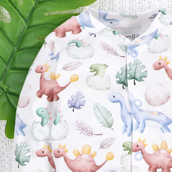 ABN-5567 Dino Explorer Nini baba pizsama | organikus pamut, nyomógombos záródással