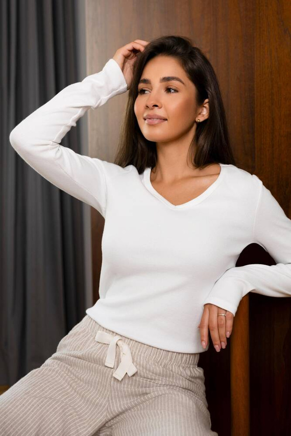 Dinah Női pizsama Sensis Flanel - krém-bézs