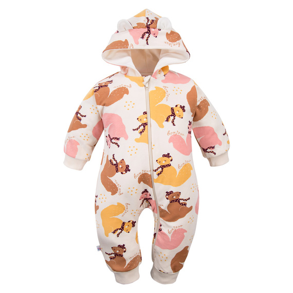 Fluffy Tails Eevi gyermek tréningruha - ekrü, kapucnival és őszi mintával