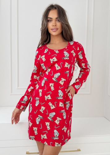 Bear Női hálóing Donna - pamut, ünnepi, zsebekkel