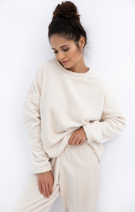 Bridget Homewear Sensis női pizsama - meleg, puha kötés, ekrü színű