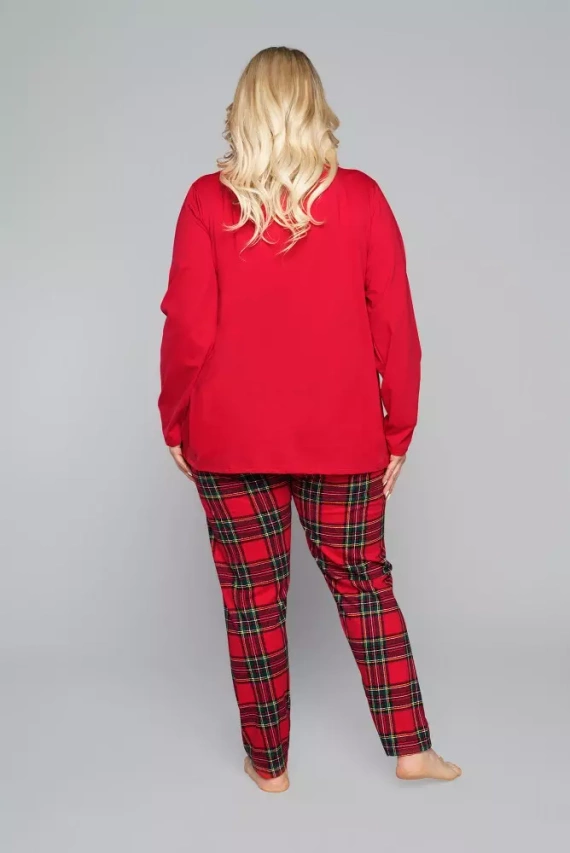Zorza női pizsama hosszú ujjú, nadrágos olasz divat - piros/print
