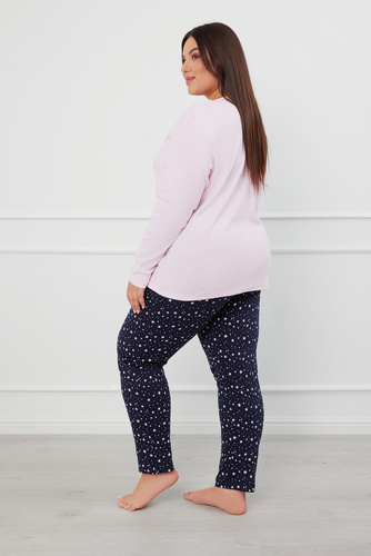Libra Női pizsama hosszú ujjú és nadrágos olasz divat - rózsaszín/print