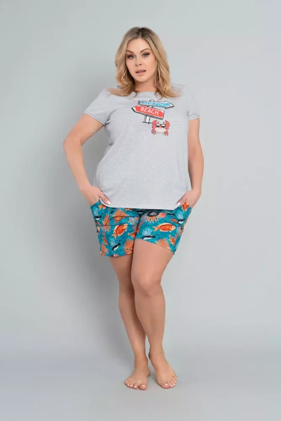 Oceania Női rövid ujjú pizsama, rövidnadrág Italian Fashion- melange/print