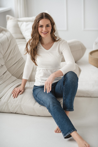 Milk&Love Milk Shirt kismama és szoptatós felső 7/8 ujj white