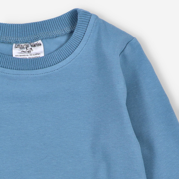 KAR-1022 Fiú hosszú ujjú blúz Lagarto Verde kék - pamut elasztánnal, lengyel gyártmány, lengyel gyártás