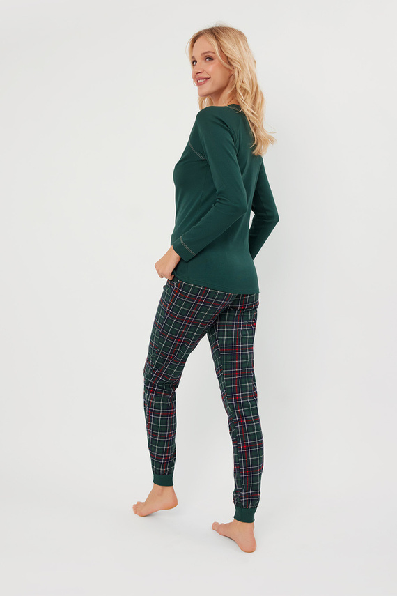 Foggia női pizsama hosszú ujjú, hosszú nadrág olasz divat - zöld/print